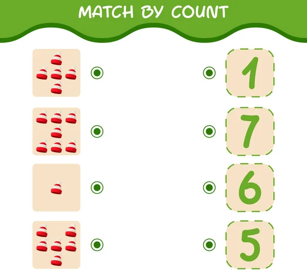 Match Count Van Cartoon Beanie Match Tel Het Spel Educatief — Stockvector