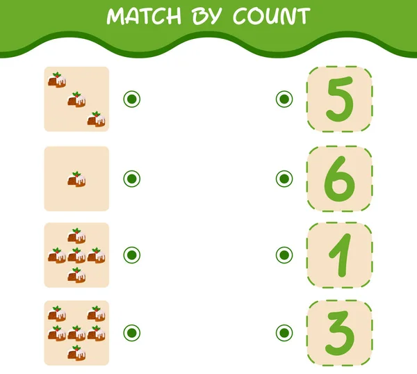 Match Count Cartoon Christmas Cake Match Count Game Educational Game — Stock Vector