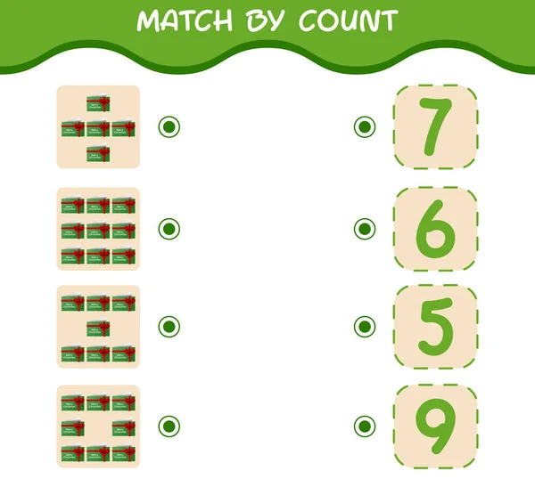 Matcha Genom Räkning Tecknad Julkort Matcha Och Räkna Spelet Utbildningsspel — Stock vektor