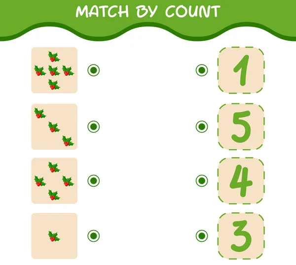 Partita Conteggio Bacca Agrifoglio Cartone Animato Partita Conteggio Partita Gioco — Vettoriale Stock