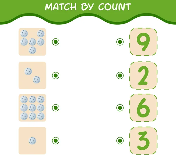 Match Count Cartoon Moon Match Count Game Educational Game Pre — Stock Vector