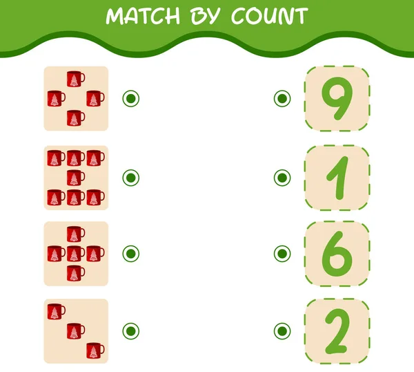 Match Count Van Cartoon Mok Match Tel Het Spel Educatief — Stockvector