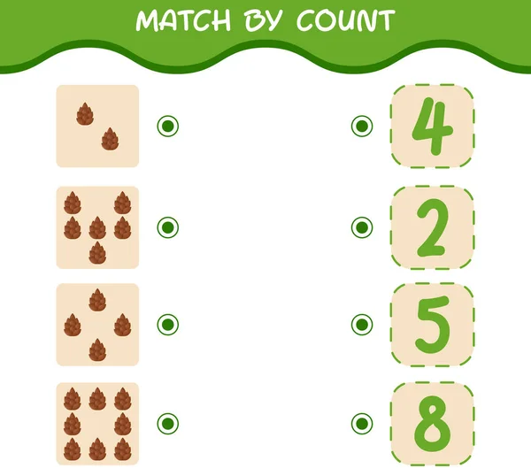 Match Count Von Cartoon Kiefernzapfen Spiel Und Zähle Lernspiel Für — Stockvektor