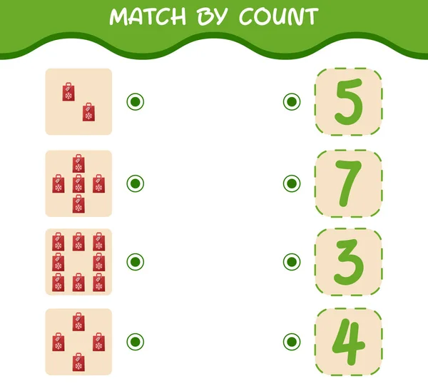 Matcha Genom Att Räkna Tecknad Paperbag Matcha Och Räkna Spelet — Stock vektor