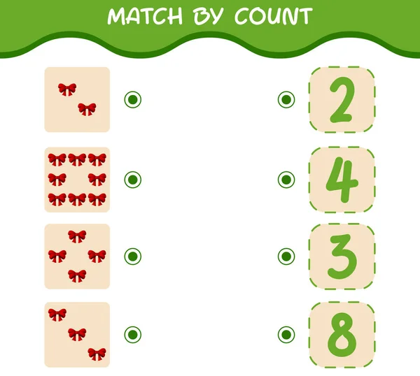 Match Count Cartoon Ribbon Match Count Game Educational Game Pre — Stock Vector