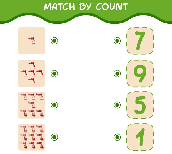 Match Par Nombre Écharpe Dessin Animé Match Compte Jeu Jeu — Image vectorielle
