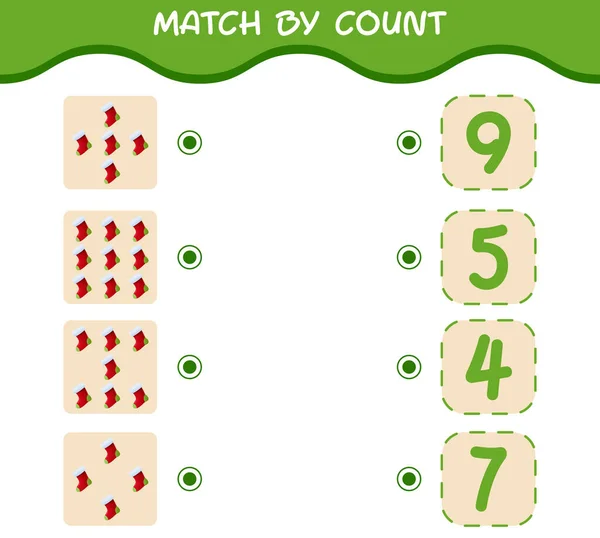 Match Par Nombre Chaussettes Dessin Animé Match Compte Jeu Jeu — Image vectorielle