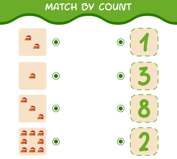 Match Count Cartoon Turkey Match Count Game Educational Game Pre — Stock Vector