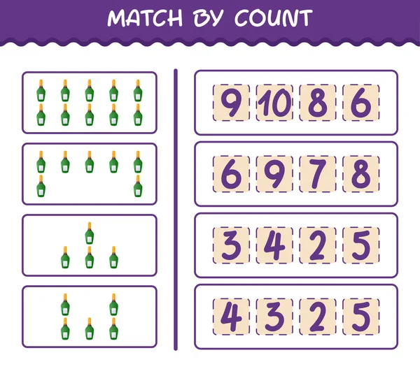 Match Nombre Bouteille Champagne Dessin Animé Match Compte Jeu Jeu — Image vectorielle