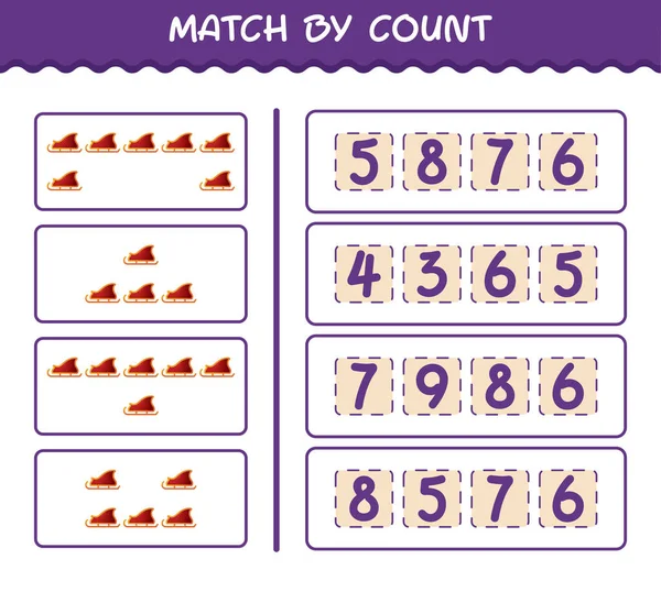 Match Count Von Cartoon Weihnachtsmann Schlitten Spiel Und Zähle Lernspiel — Stockvektor