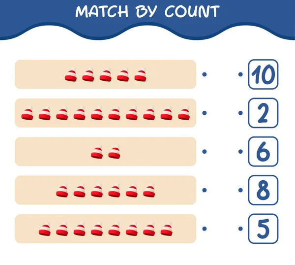 Match Count Van Cartoon Beanie Match Tel Het Spel Educatief — Stockvector