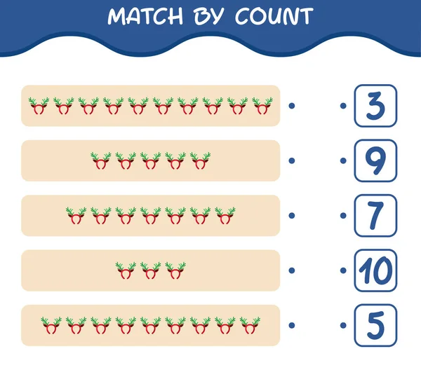 Match Gróf Rajzfilm Agancsok Fejpánt Meccs Számolás Oktatási Játék Óvodáskorú — Stock Vector