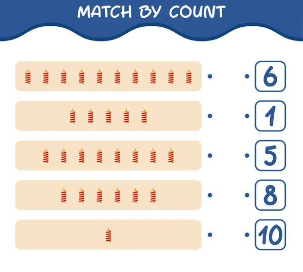 Match Count Cartoon Christmas Candle Match Count Game Educational Game — Stock Vector