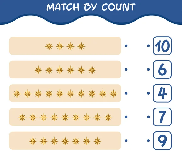 Match Count Cartoon Christmas Star Match Count Game Educational Game — Stock Vector