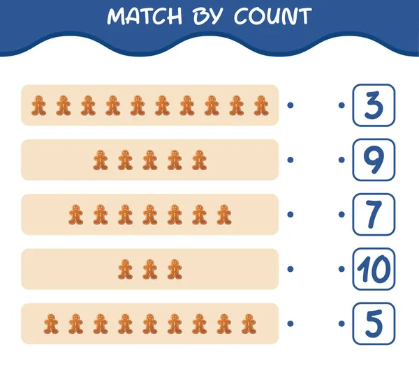 Coincidir Por Cuenta Galleta Jengibre Dibujos Animados Partido Cuenta Juego — Vector de stock