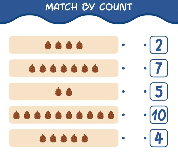 Coincidir Por Cuenta Cono Pino Dibujos Animados Partido Cuenta Juego — Vector de stock