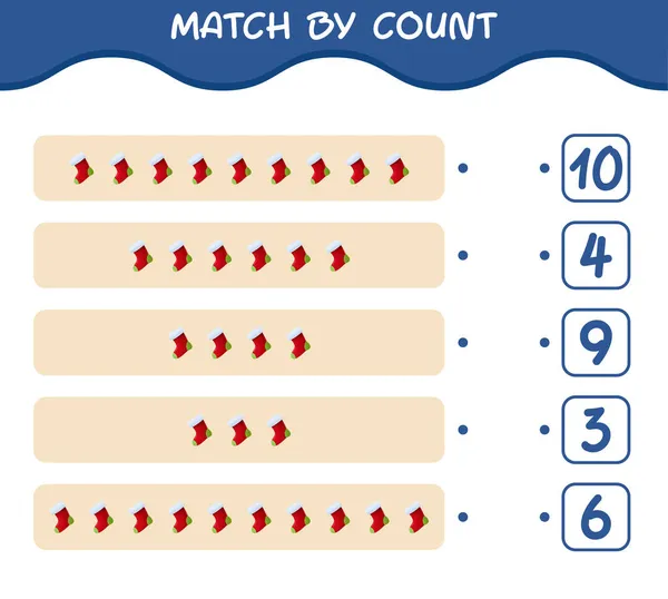 Match Gróf Szerint Rajzfilm Zokni Meccs Számolás Oktatási Játék Óvodáskorú — Stock Vector