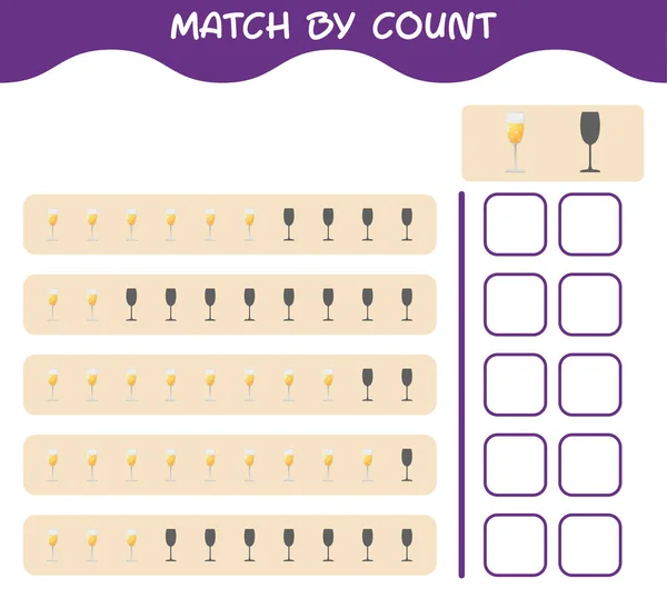 Match Count Von Cartoon Champagnerglas Spiel Und Zähle Lernspiel Für — Stockvektor