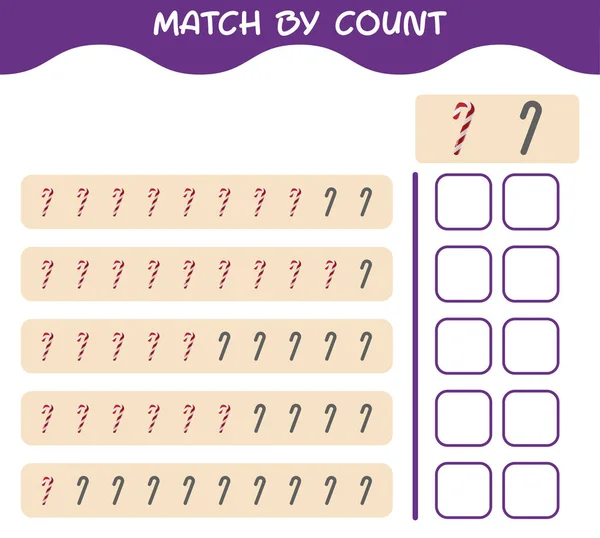 Match Count Von Cartoon Zuckerrohr Spiel Und Zähle Lernspiel Für — Stockvektor