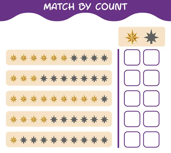 Match Nombre Dessin Animé Étoile Noël Match Compte Jeu Jeu — Image vectorielle