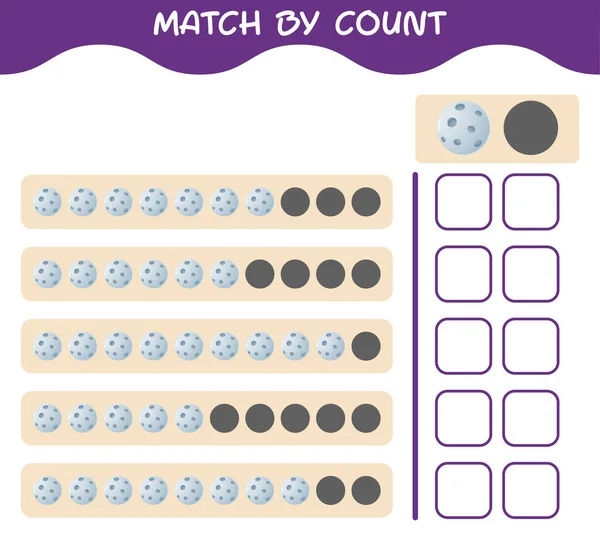 Match Gróf Rajzfilm Hold Meccs Számolás Oktatási Játék Óvodáskorú Gyerekeknek — Stock Vector