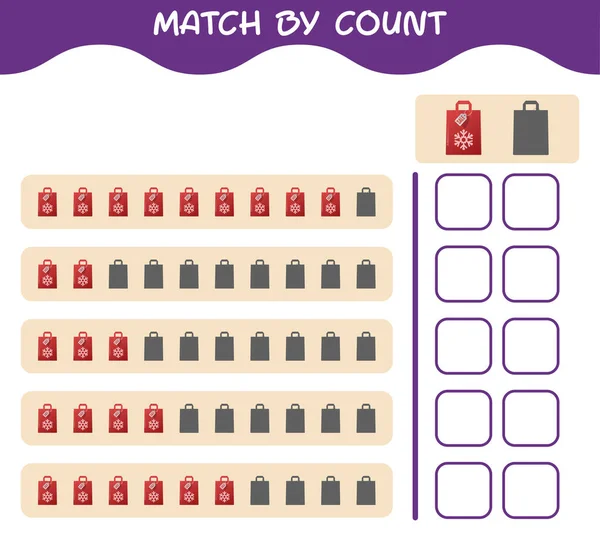 Match Telling Van Cartoon Paperbag Match Tel Het Spel Educatief — Stockvector