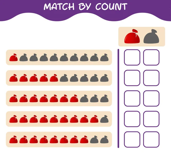 Match Telling Van Cartoon Santa Tas Match Tel Het Spel — Stockvector