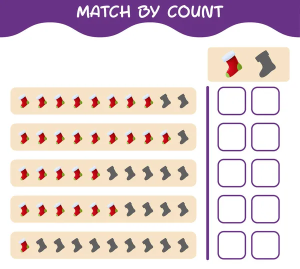 Match Telling Van Cartoon Sok Match Tel Het Spel Educatief — Stockvector