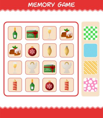 Karikatür Noel 'i ile hafıza oyunları. Kart oyunu öğreniyorum. Okul öncesi çocuklar ve bebekler için eğitici bir oyun