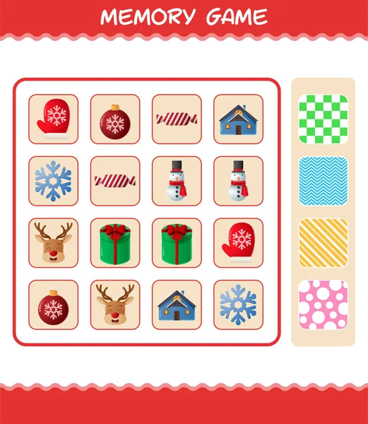 Karikatür Noel 'i ile hafıza oyunları. Kart oyunu öğreniyorum. Okul öncesi çocuklar ve bebekler için eğitici bir oyun