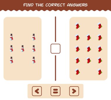 Çizgi film Noel 'inin doğru cevaplarını bul. Arama ve sayma oyunu. Okul öncesi çocuklar ve bebekler için eğitici bir oyun