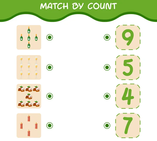 Match Nombre Noël Dessin Animé Match Compte Jeu Jeu Éducatif — Image vectorielle