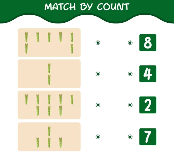 Match Telling Van Cartoon Asperges Match Tel Het Spel Educatief — Stockvector