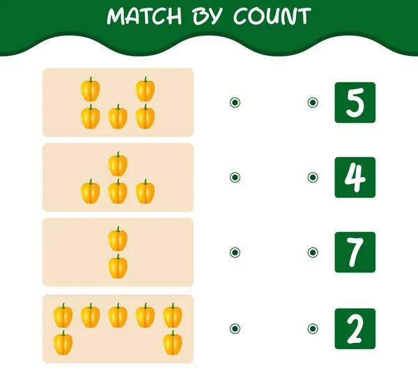 Match Nombre Poivrons Dessin Animé Match Compte Jeu Jeu Éducatif — Image vectorielle