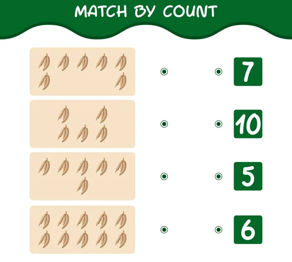 Match Count Cartoon Cassava Match Count Game Educational Game Pre — Stock Vector