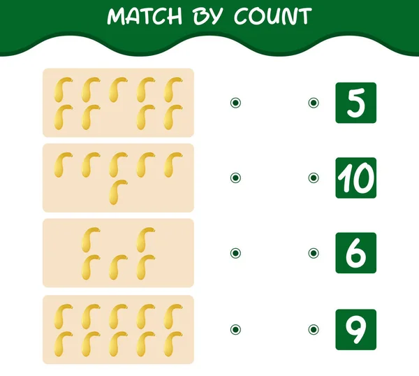 Match Count Cartoon Crookneck Squash Match Count Game Educational Game — Stock Vector