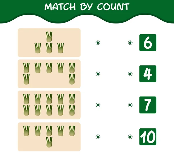 Match Compte Fenouil Dessin Animé Match Compte Jeu Jeu Éducatif — Image vectorielle
