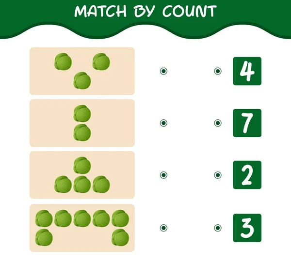 Match Telling Van Cartoon Groene Kool Match Tel Het Spel — Stockvector