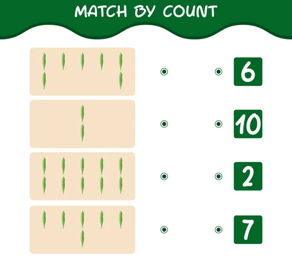 Coincidir Por Cuenta Dibujos Animados Okra Partido Cuenta Juego Juego — Vector de stock