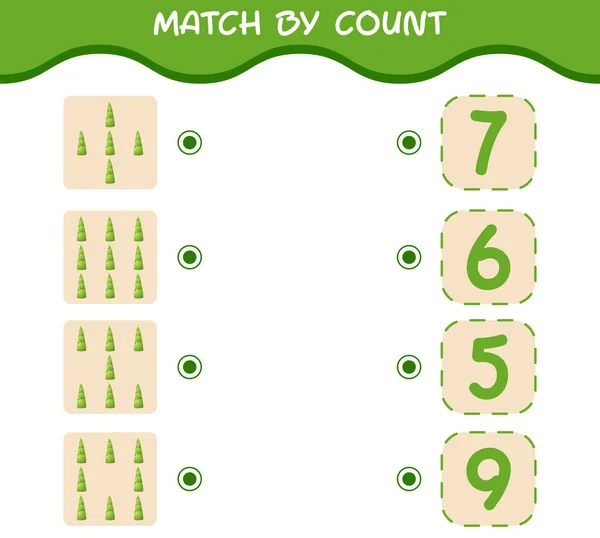 Matcha Genom Att Räkna Tecknad Bambu Skjuta Matcha Och Räkna — Stock vektor
