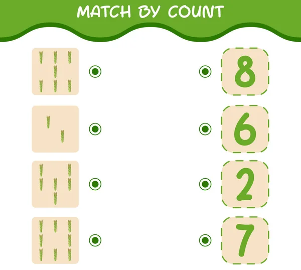 Match Par Nombre Asperges Dessin Animé Match Compte Jeu Jeu — Image vectorielle