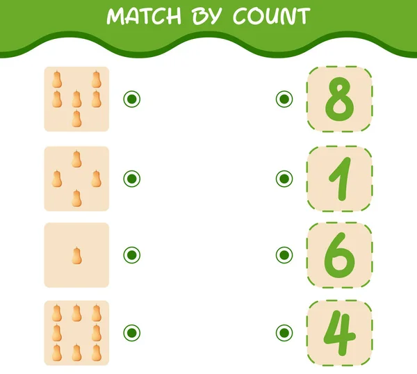 Match Nombre Courge Musquée Dessin Animé Match Compte Jeu Jeu — Image vectorielle