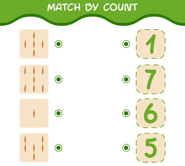 Match Nombre Carottes Dessin Animé Match Compte Jeu Jeu Éducatif — Image vectorielle