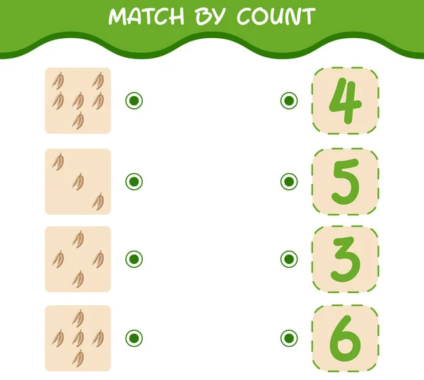 Match Count Cartoon Cassava Match Count Game Educational Game Pre — Stock Vector