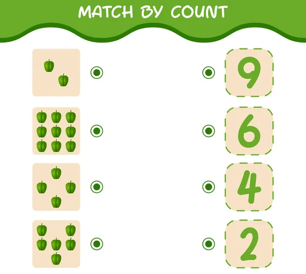 Matcha Genom Att Räkna Tecknade Bell Pepper Matcha Och Räkna — Stock vektor