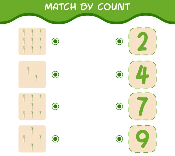 Match Count Van Cartoon Daikon Match Tel Het Spel Educatief — Stockvector