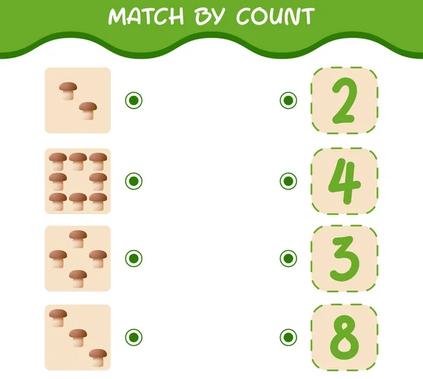 Match Nombre Champignons Dessin Animé Match Compte Jeu Jeu Éducatif — Image vectorielle