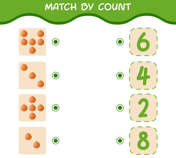 Matcha Genom Att Räkna Tecknad Lök Matcha Och Räkna Spelet — Stock vektor