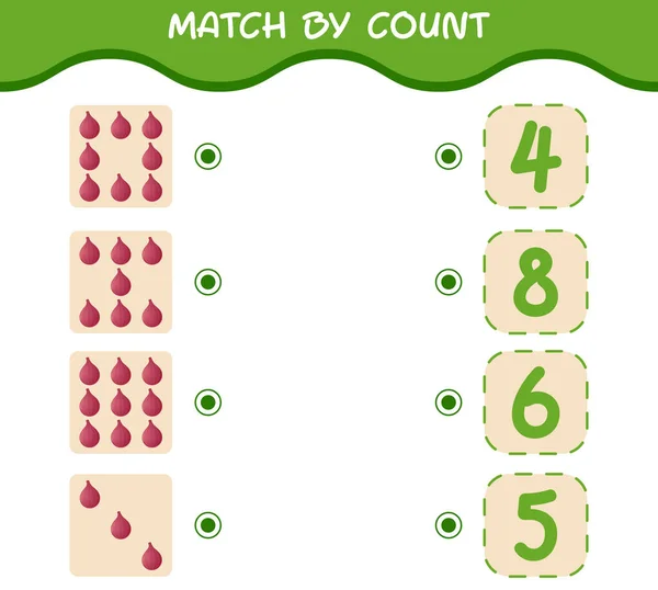 Match Count Von Cartoon Rote Zwiebel Spiel Und Zähle Lernspiel — Stockvektor