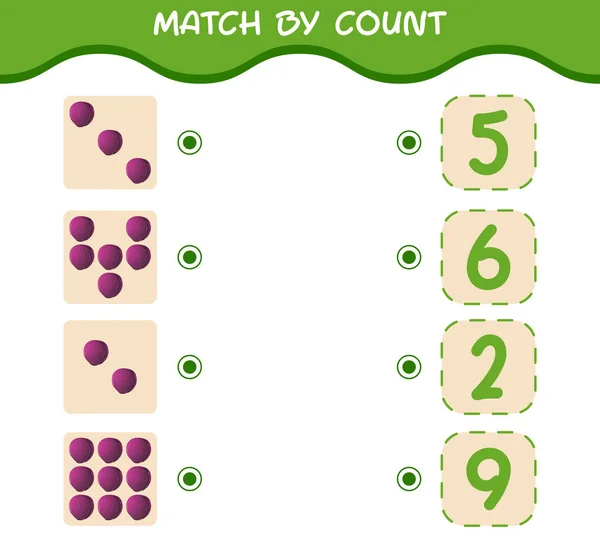 Match Telling Van Cartoon Rode Kool Match Tel Het Spel — Stockvector